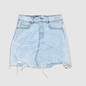 Light Wash Distressed Jean Skirt